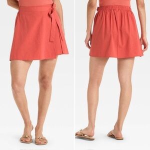 NWT A New Day Mini A-Line Elastic Waist Skirt in Rust Large